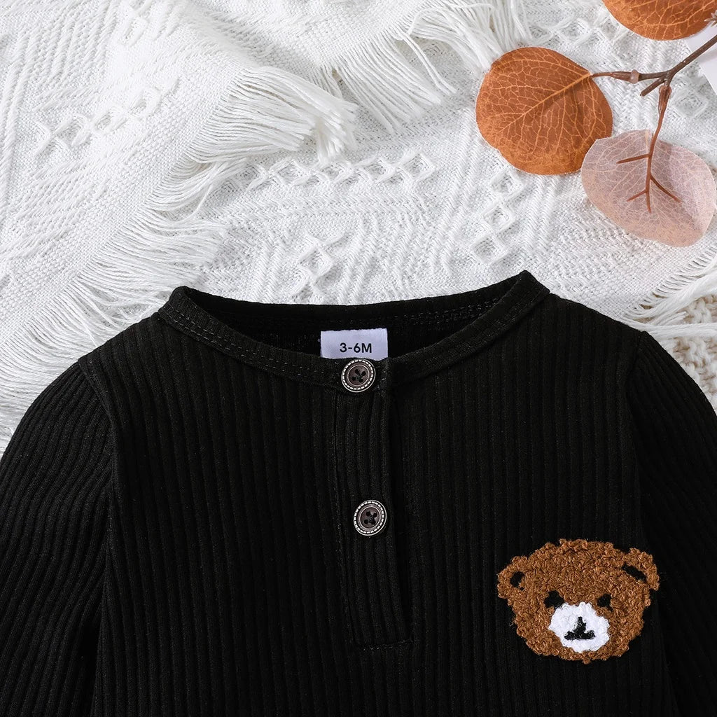 Cartoon Bear Button Onesie for Baby Boys ATHLEXES