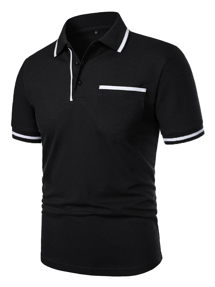 Luxe Lapel Solid Color Men's Short Sleeve Polo ATHLEXES