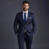 Navy Blue Notch Lapel Men's Suit Set for Business Casual Wear ATHLEXES