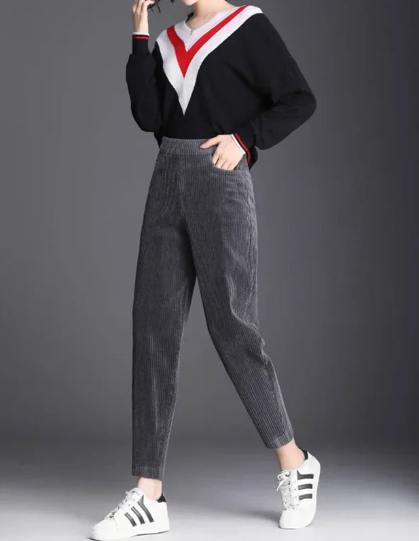 CozyChic Women’s High Waist Corduroy Plush Casual Pants ATHLEXES