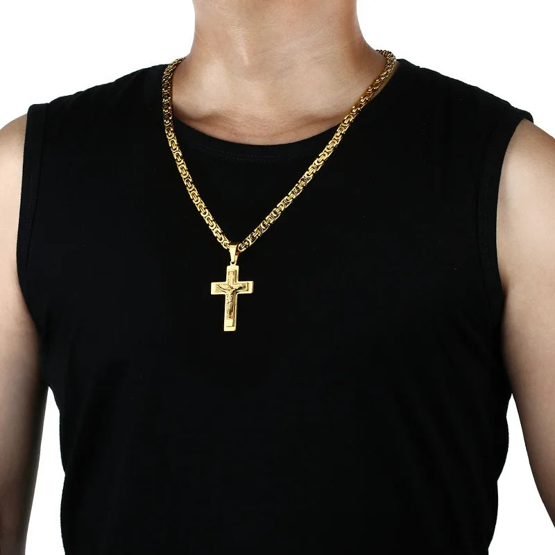 Divine Faith Stainless Steel Jesus Cross Necklace ATHLEXES