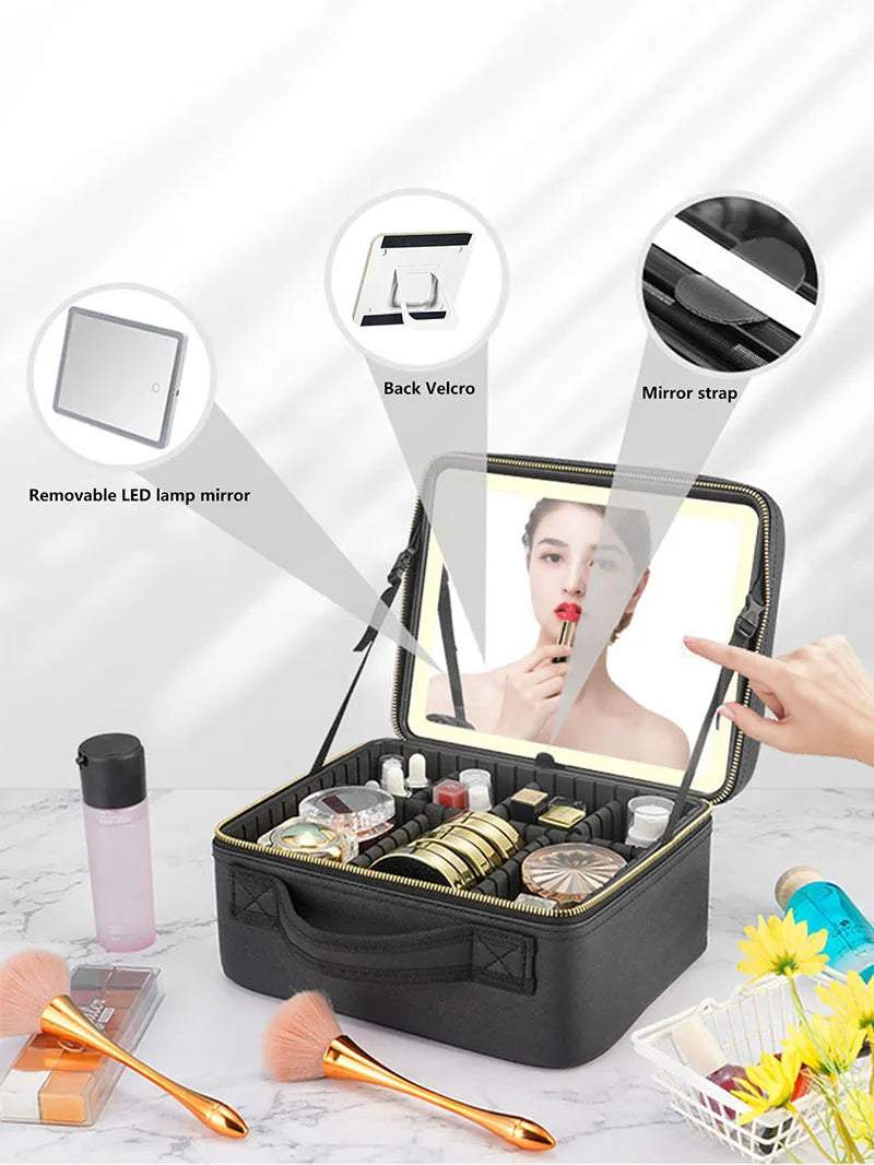 LuxeGlow LED Makeup Organizer with Mirror ATHLEXES