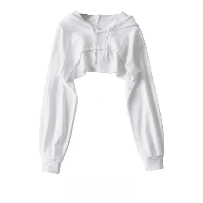 Chic Y2K Irregular Crop Hoodie for Trendy Women ATHLEXES