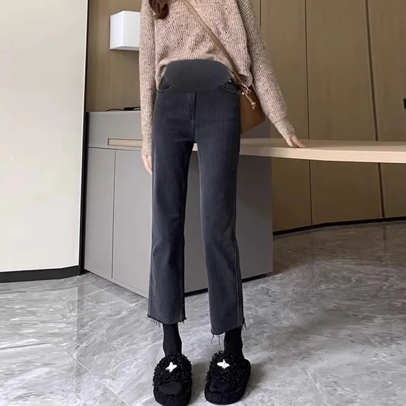BumpStyle High Elasticity Maternity Fringe Jeans ATHLEXES