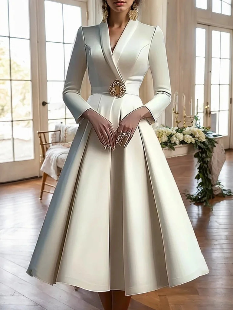 Chic Pleated Midi Dress for Elegant Occasions ATHLEXES
