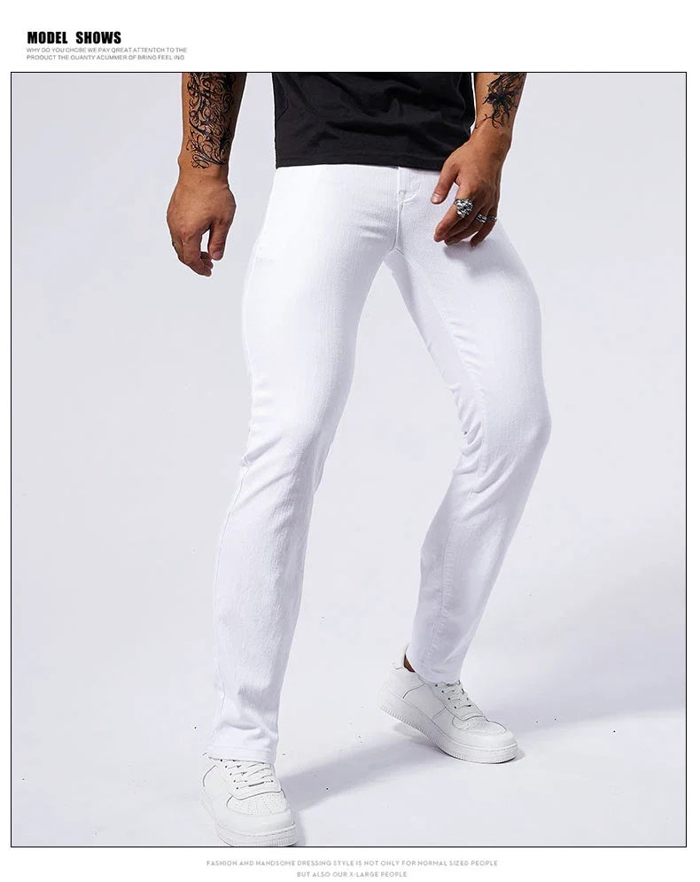 Urban Style Slim Fit White Denim Jeans ATHLEXES