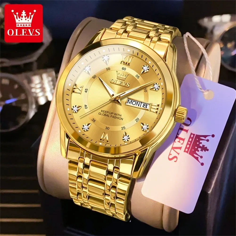 OLEVS Luxury Diamond Quartz Watch for Men ATHLEXES