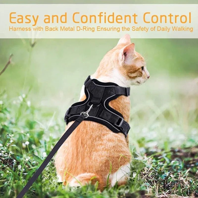 Cat Harness Lead Leash Set Walking Training Escape Proof Adjustable Reflective Pet Vest Harness Kitten Collar Pet Supplies ATHLEXES