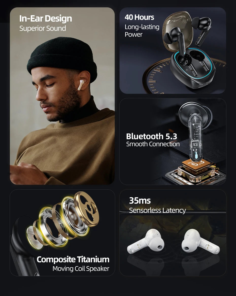 Toocki Ultra Waterproof Bluetooth 5.3 Headphones ATHLEXES