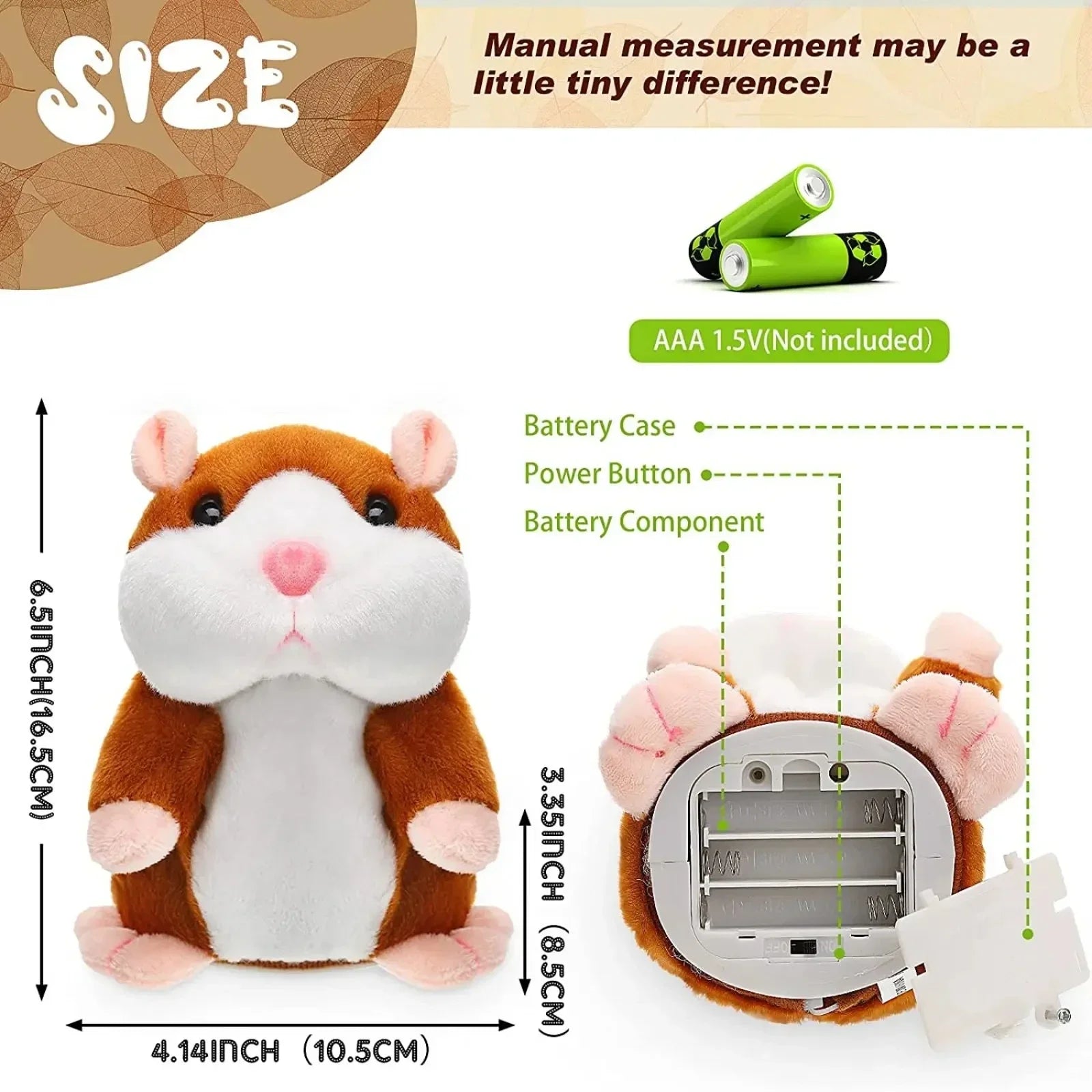 Talking Plush Hamster Toy for Kids ATHLEXES