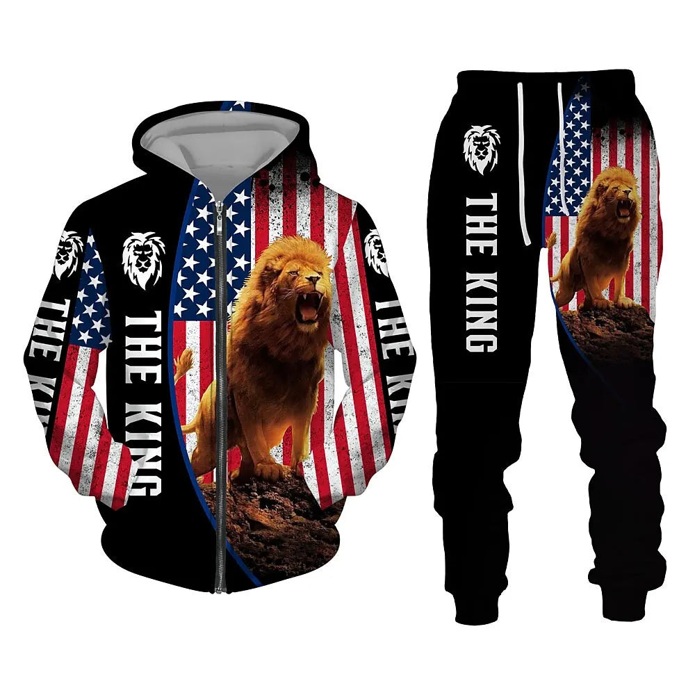 3D Lion Graphic Hoodie Tracksuit ATHLEXES