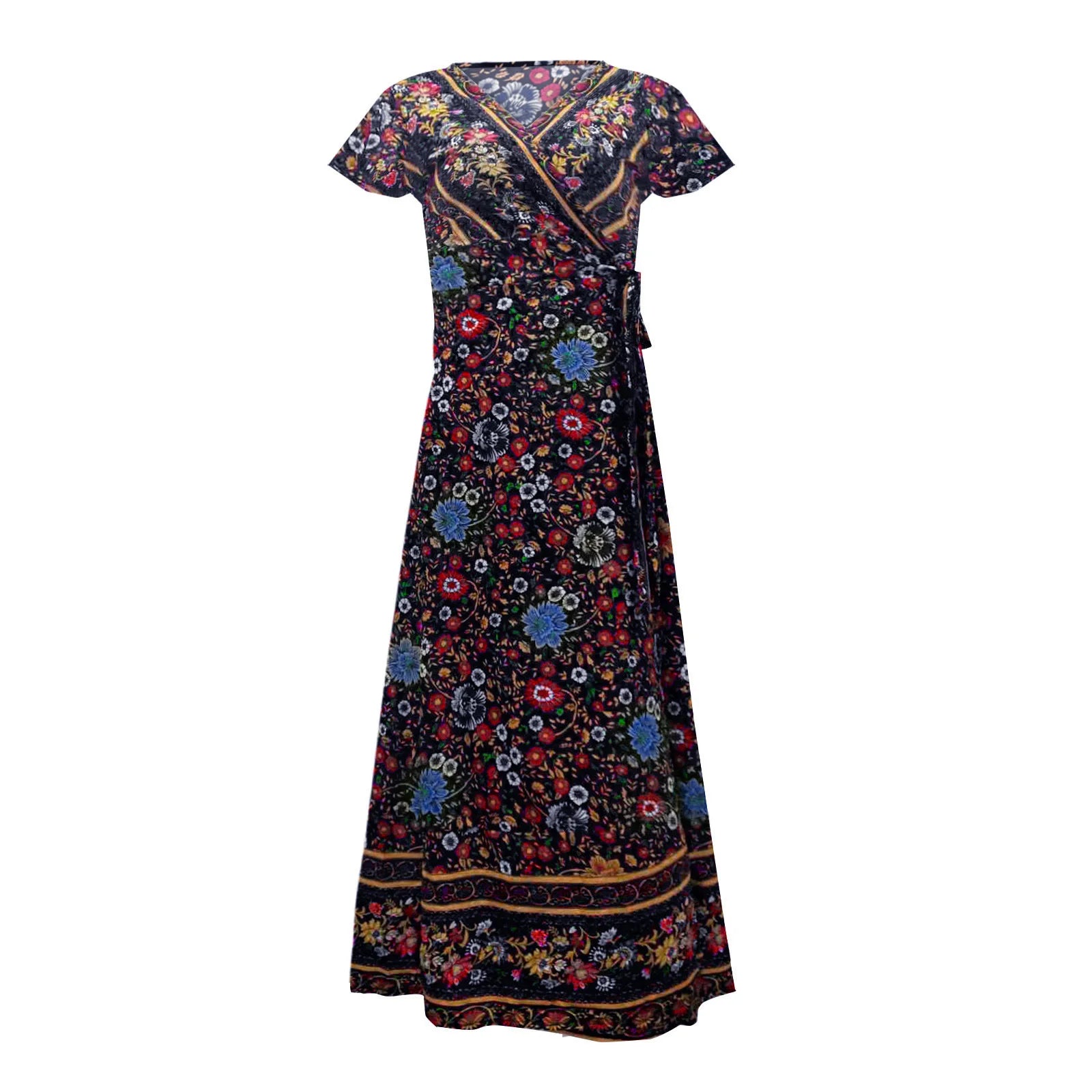 Chic V Neck Summer Slit Maxi Dress for Women ATHLEXES