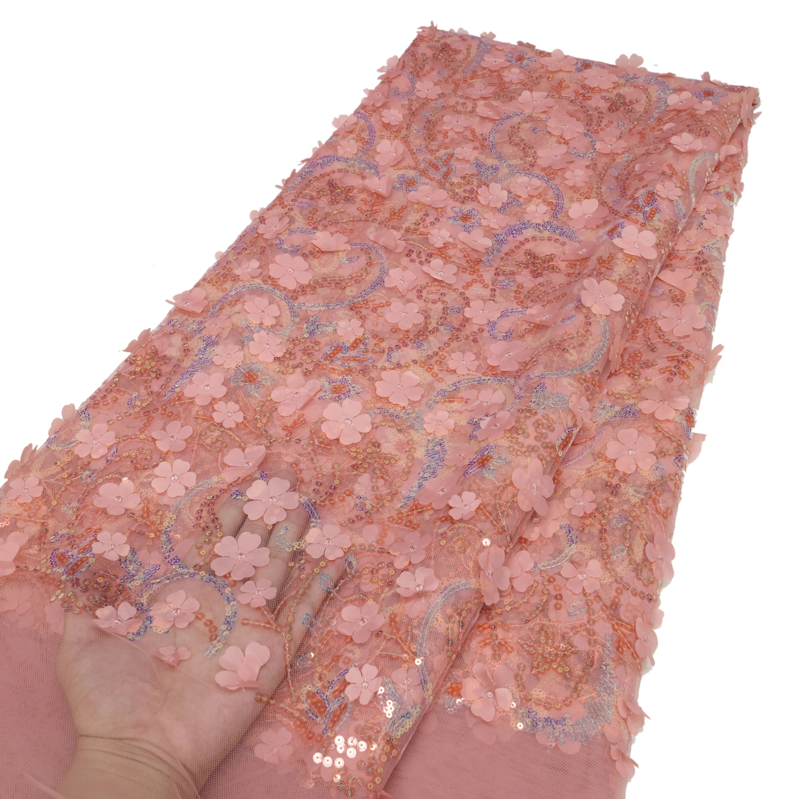 Elegant 3D Floral Lace Fabric for Weddings ATHLEXES