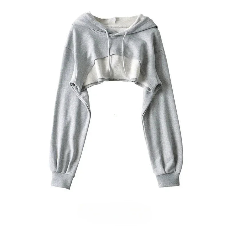Chic Y2K Irregular Crop Hoodie for Trendy Women ATHLEXES