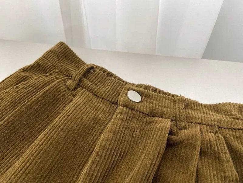 Chic Retro High Waist Corduroy Pants for Timeless Style ATHLEXES