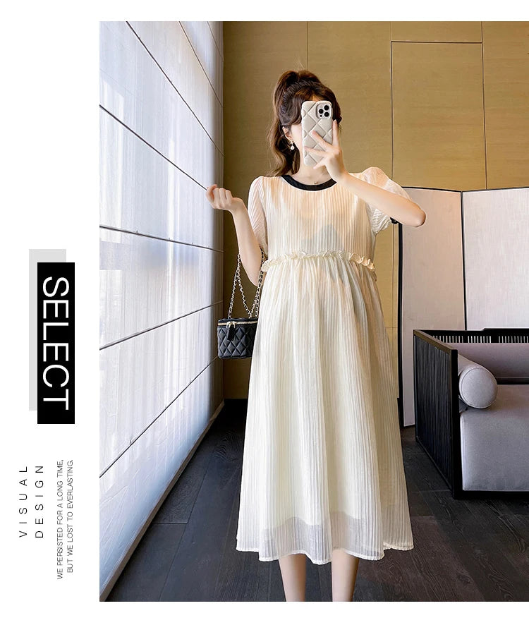 Chic Summer Maternity A-Line Midi Dress ATHLEXES