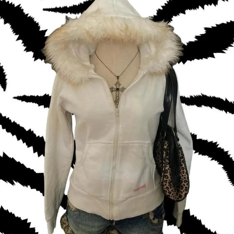 Urban Chic Zip Up Sweatshirts with Luxurious Fur Collar ATHLEXES