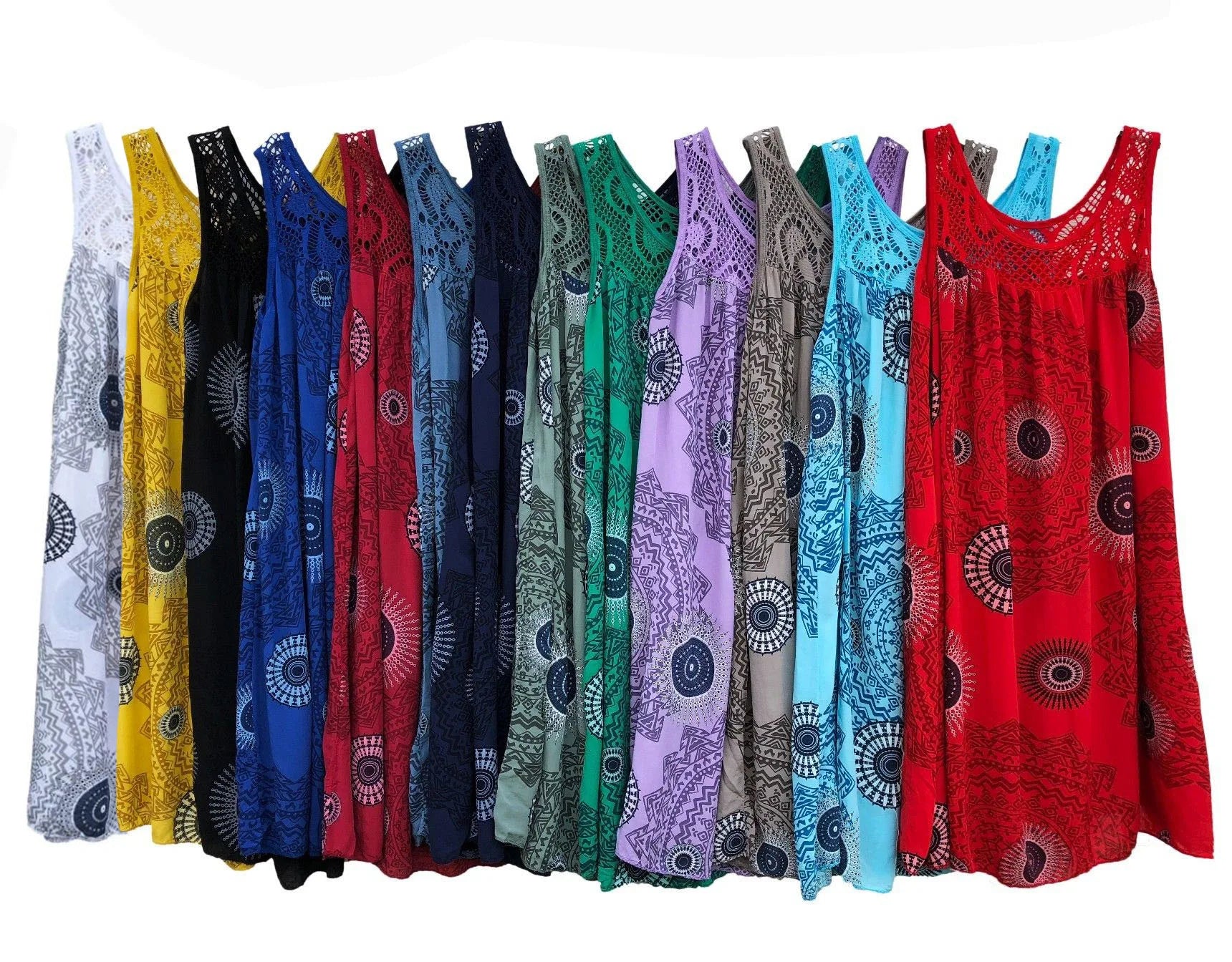 Elegant Lace Print Plus Size Sleeveless Dress ATHLEXES