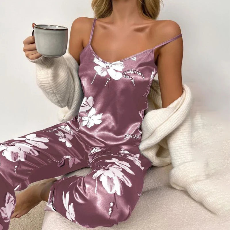 Womens Satin Cami Sleepwear Set ATHLEXES
