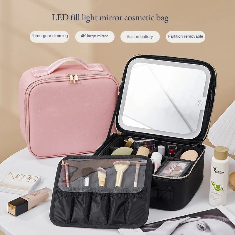 LuxeGlow LED Makeup Case with Mirror ATHLEXES
