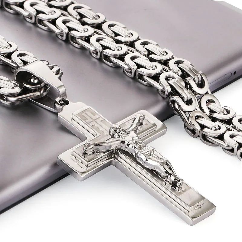 Divine Faith Stainless Steel Jesus Cross Necklace ATHLEXES