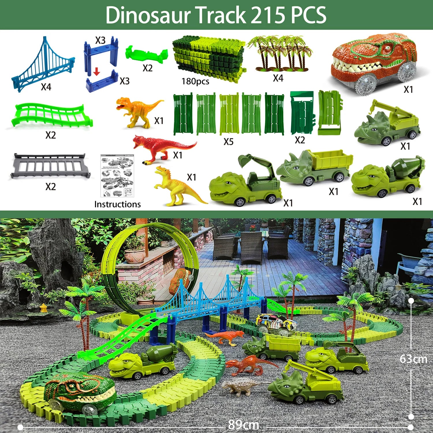 DinoTrack Electric Climbing Race Car Set for Kids ATHLEXES