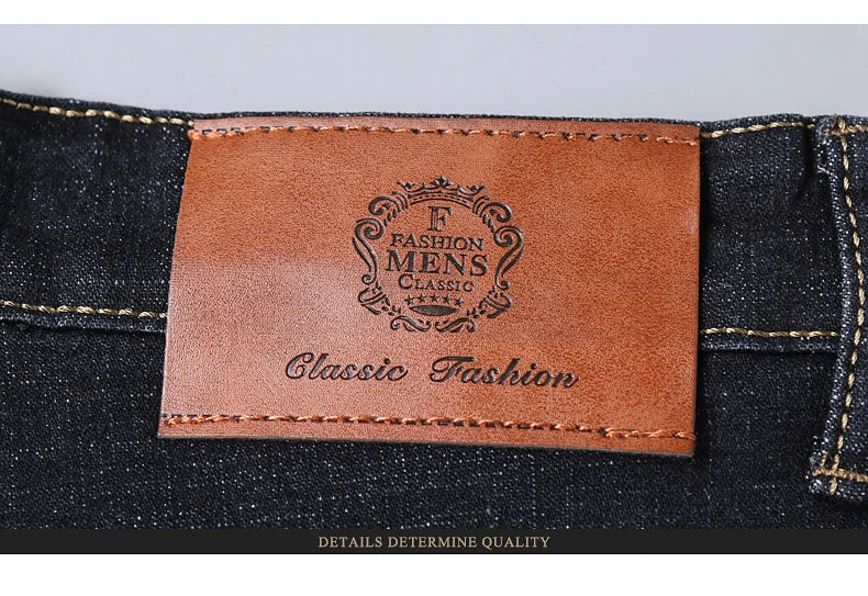 Classic Slim Fit Black Biker Jeans for Men ATHLEXES