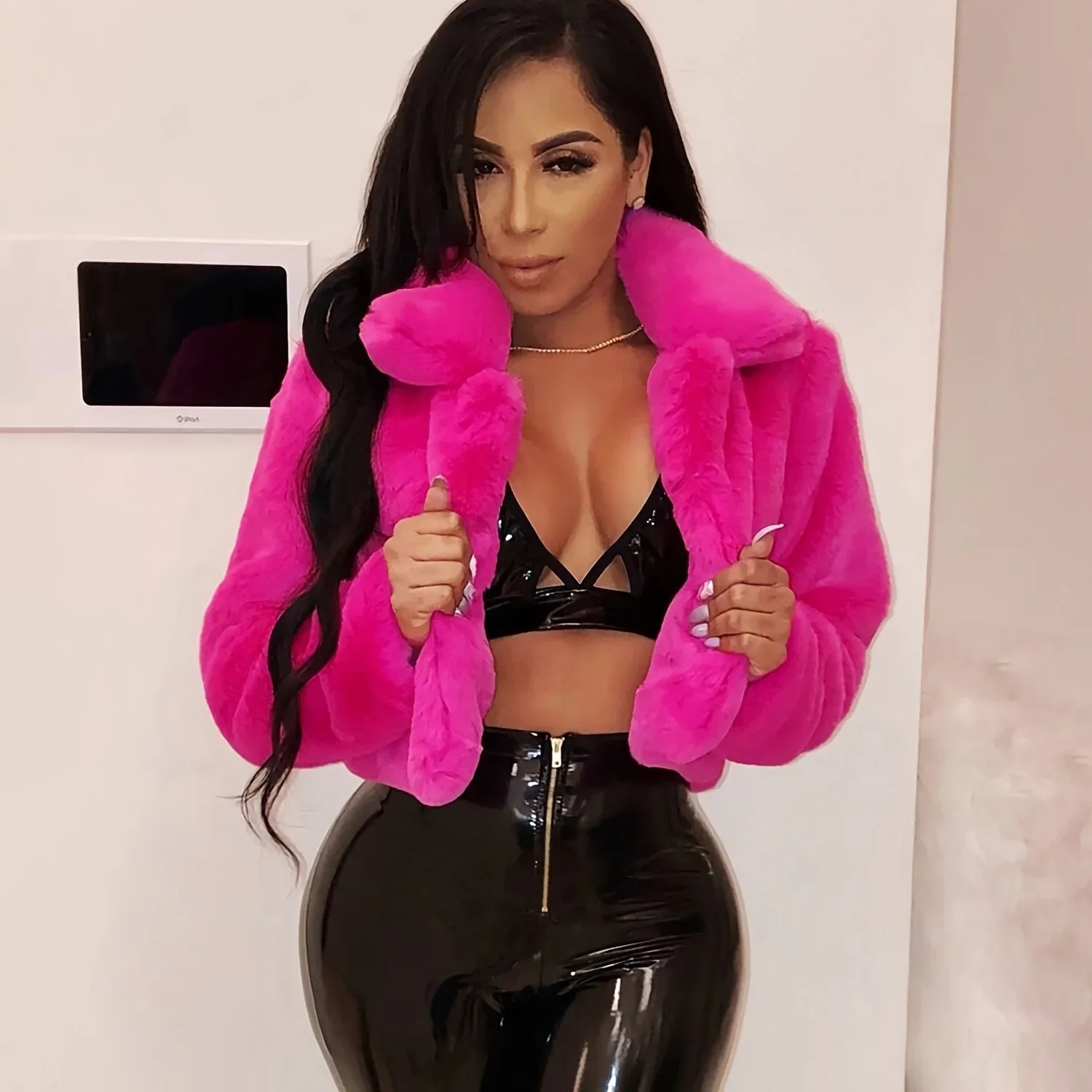Velvet Luxe Faux Fur Cardigan Jacket ATHLEXES