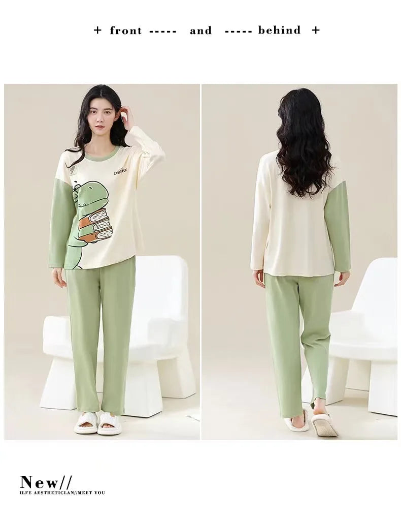 Cozy Cartoon Maternity Pajama Set for Moms ATHLEXES