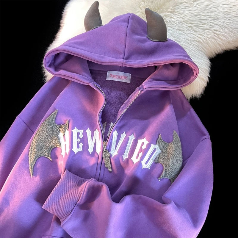 Devil Chic Zipper Hoodie for Stylish Women ATHLEXES