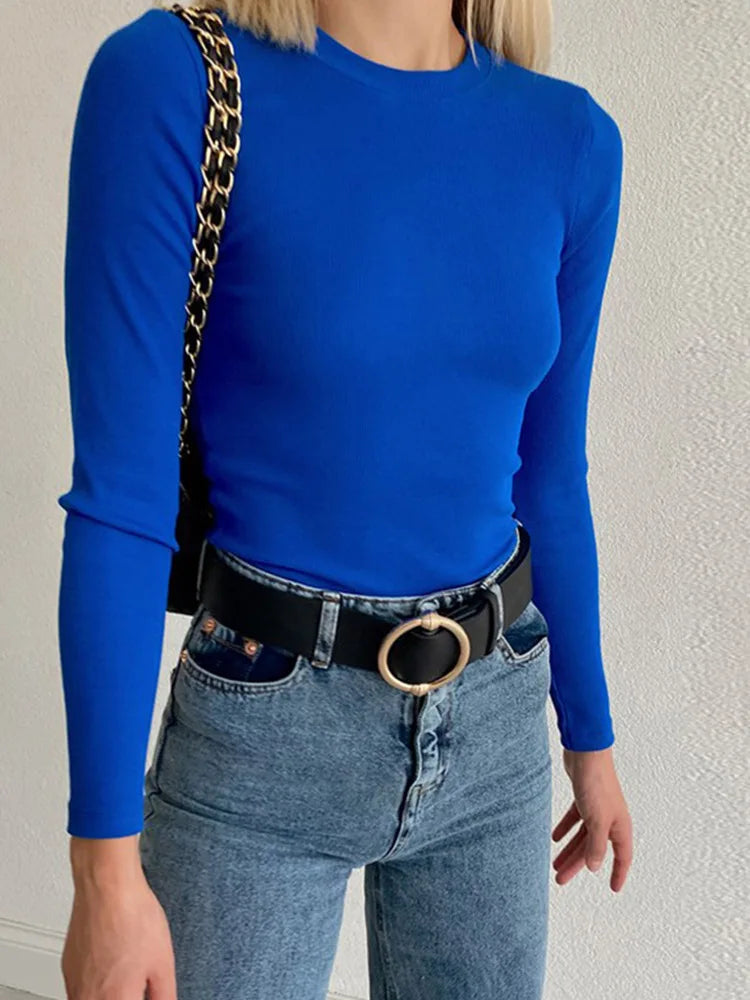 Chic Ribbed Green Cropped Long Sleeve Top ATHLEXES
