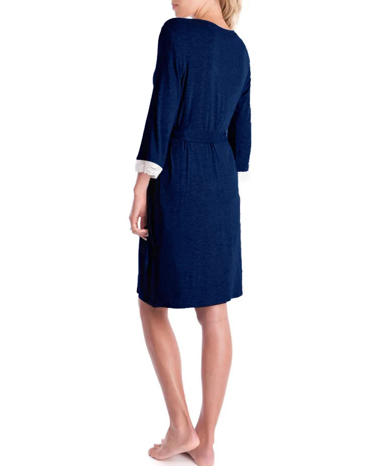 Elegant Maternity Lace Tie Pajama Set ATHLEXES