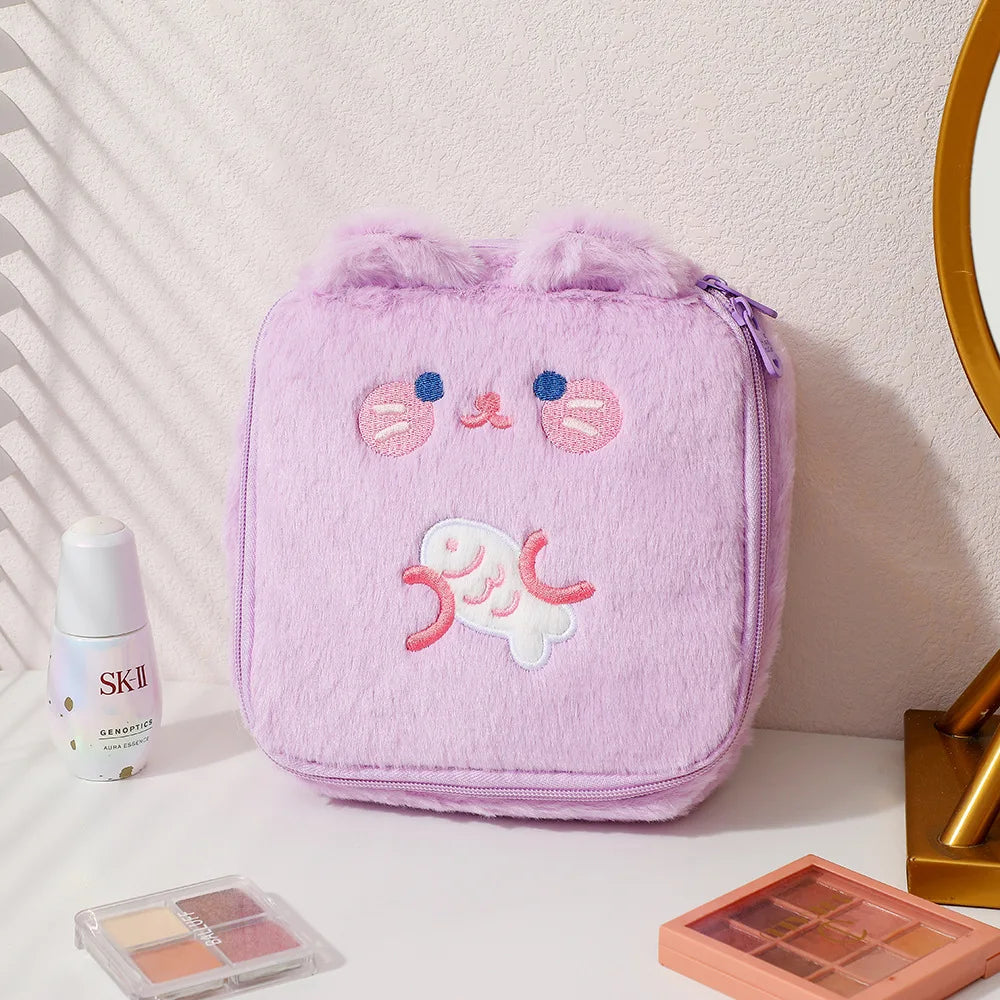 Charming Rabbit Ear Plush Makeup Bag for Girls ATHLEXES