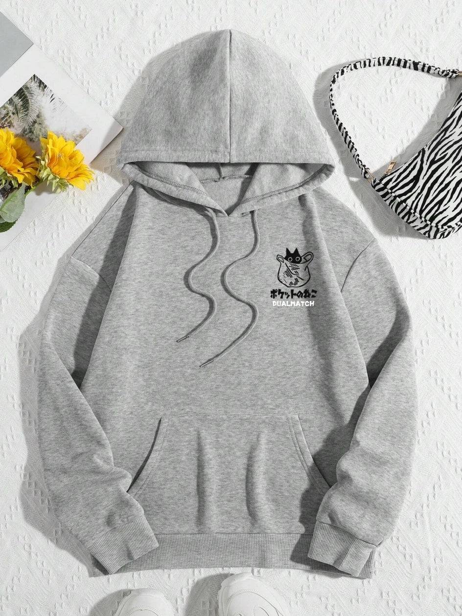 Chic Cat Print Hoodie for Women ATHLEXES