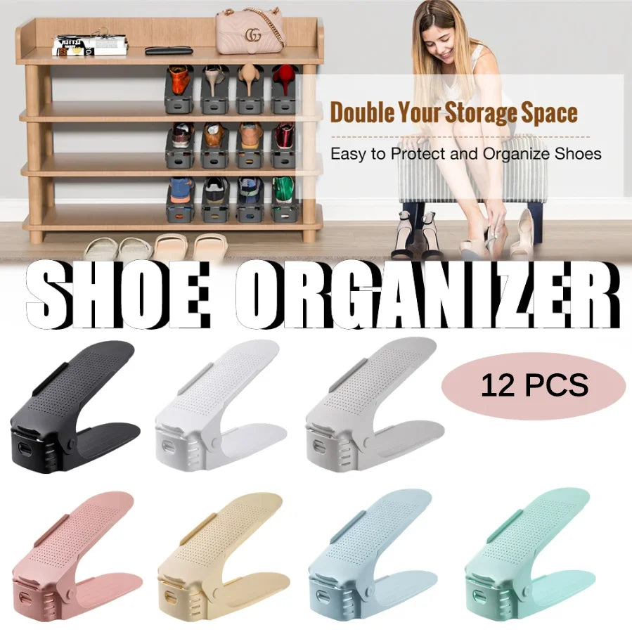 ShoeSavvy 12Pcs Adjustable Organizer Rack System ATHLEXES