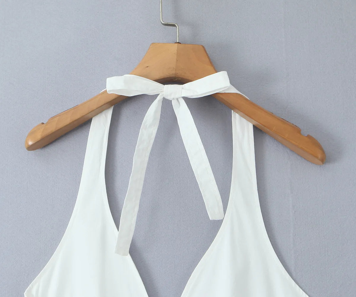 Chic White Backless Halter Dress for Summer Events ATHLEXES