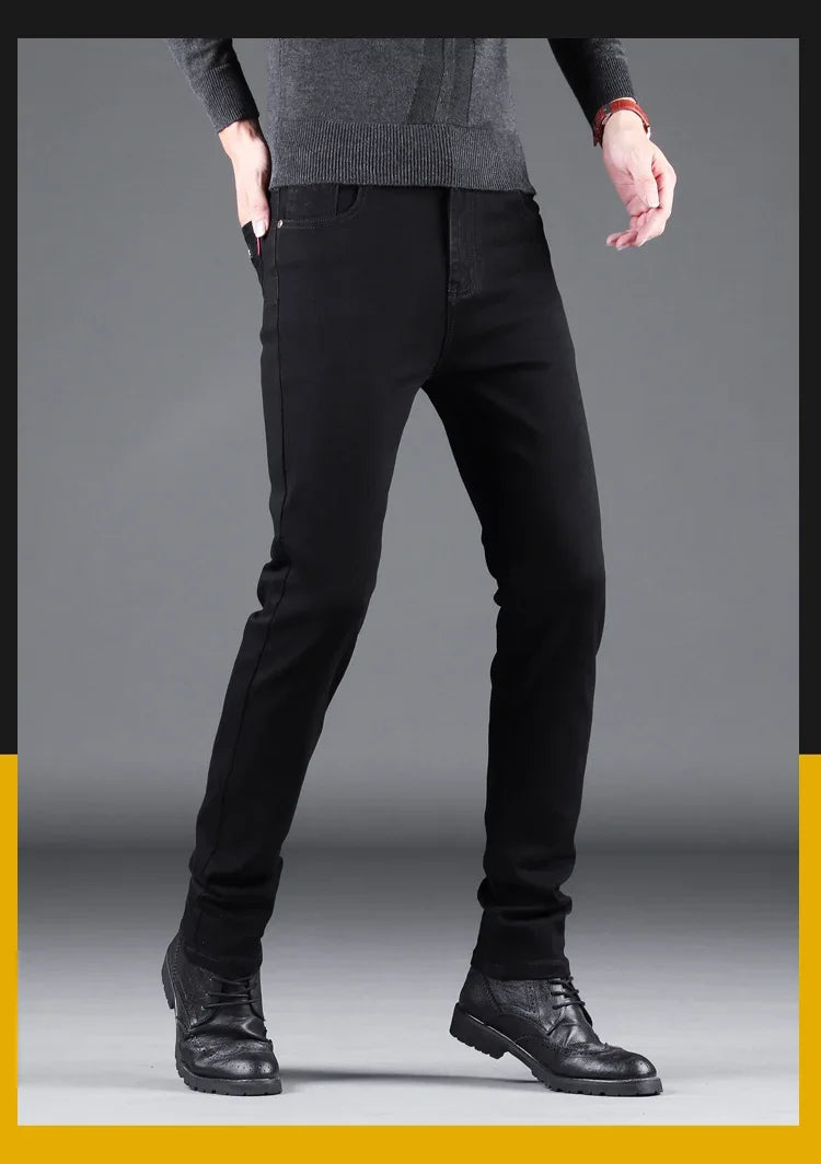 Korean Style Black Slim Fit Jeans for Men ATHLEXES