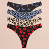 FINETOO 4Pcs Ultra Soft Leopard Print Thongs Comfort Lingerie ATHLEXES