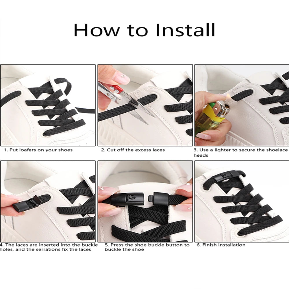 No Tie Elastic Press Lock Shoelaces for All ATHLEXES