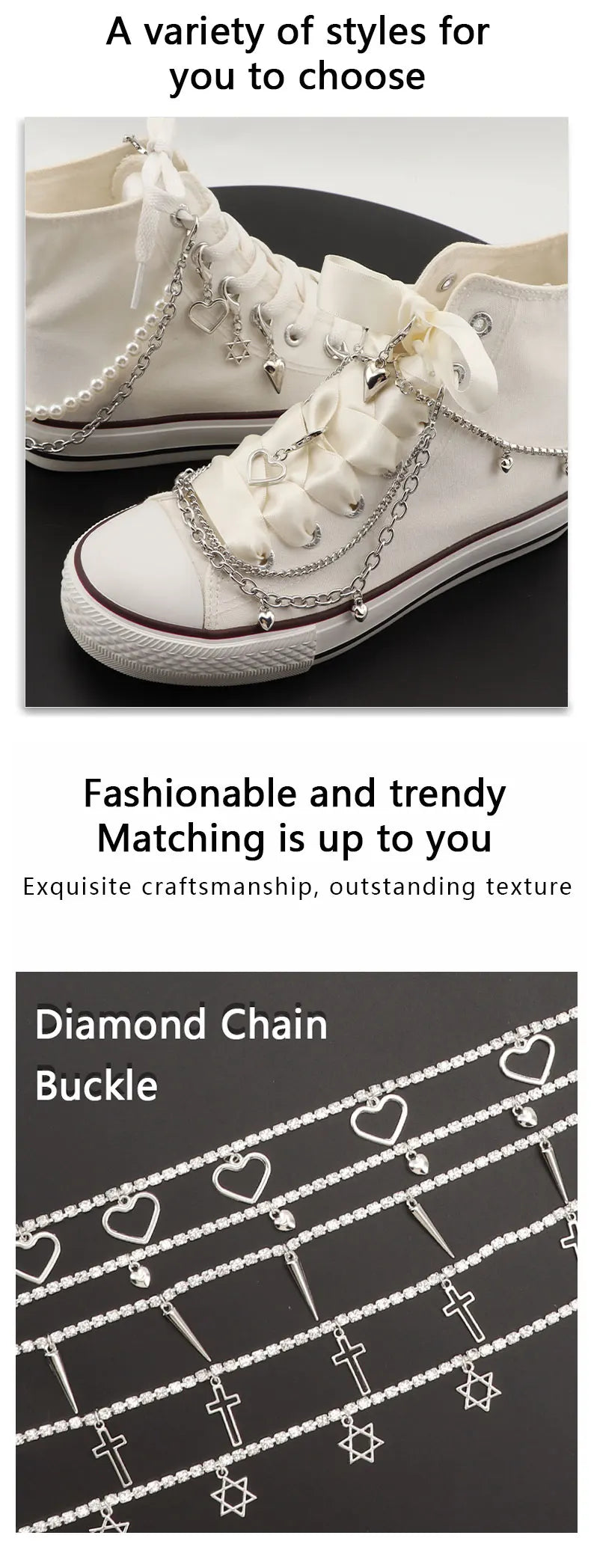 Bling Rhinestone Chain Shoe Decor for Women’s Sneakers and Accessories ATHLEXES