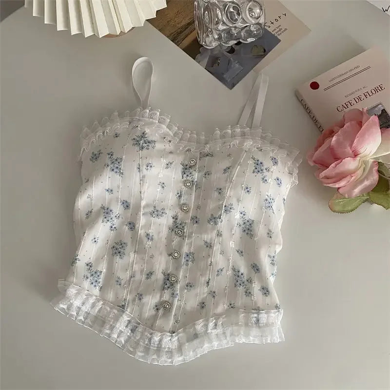 Floral Lace Back Camisole for Summer Elegance ATHLEXES