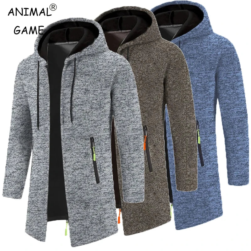 Sweatwear Men's Hoodies Long Sleeve Sweatshirts for Men Zipper Hooded Mens Oversize Winter Top Jacket Coat Black Sweater ATHLEXES