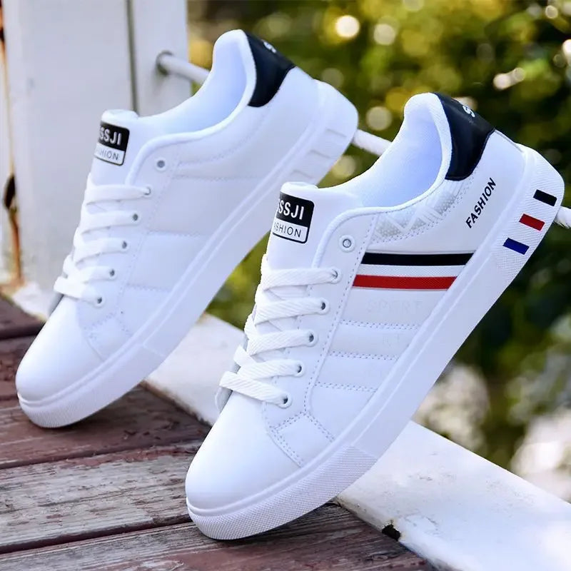 Trendy Korean Style Men's White Versatile Casual Shoes Comfortable Eva Sole Rubber Upper Summer Flat Shoes For Students ATHLEXES