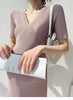 Korean Style Maternity V-Neck Knit Dress ATHLEXES
