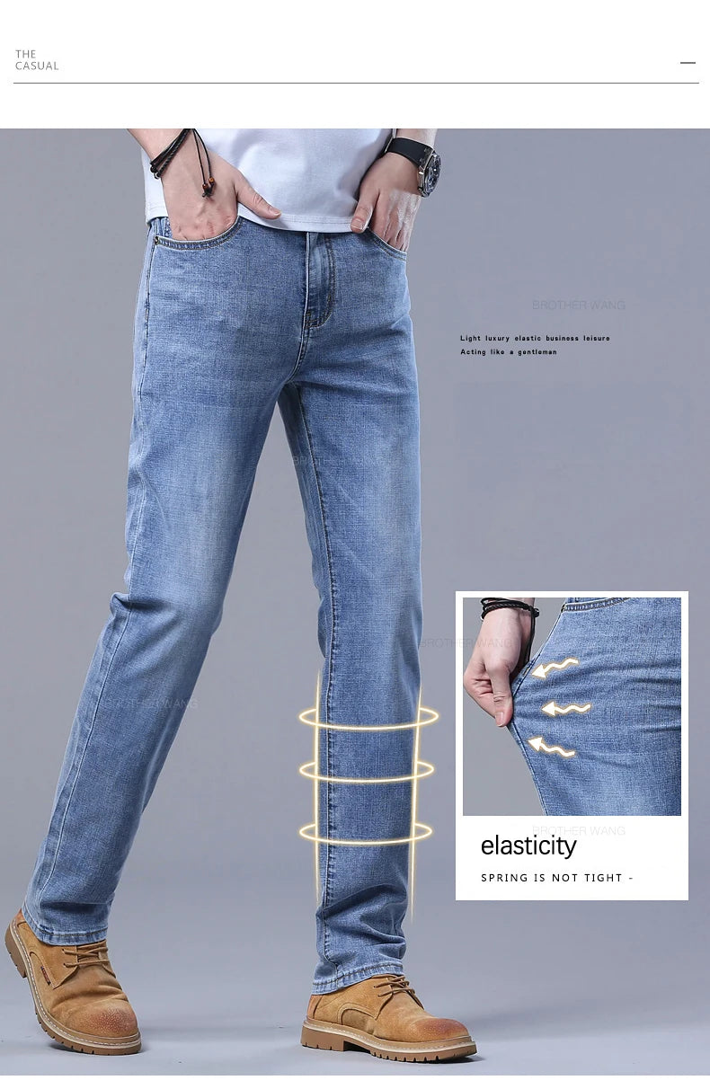 Light Blue Slim Fit Stretch Jeans for Men ATHLEXES