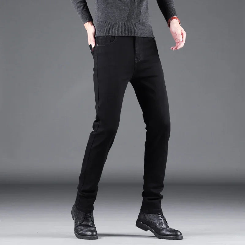 Korean Style Black Slim Fit Jeans for Men ATHLEXES