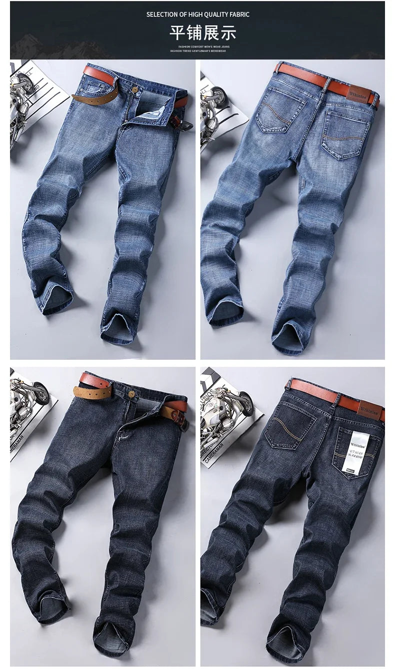 Classic Blue Black Stretch Denim Jeans for Men ATHLEXES