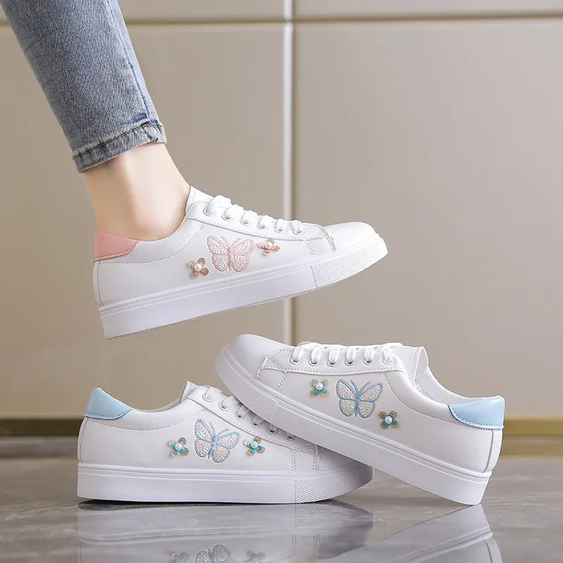 Embroidered Bow Platform Walking Flats for Women ATHLEXES