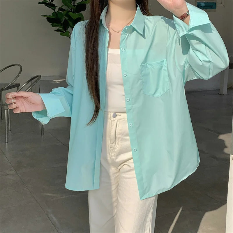 Beiyingni 2024 Spring Autumn Women's Oversized Blouse with Pockets ATHLEXES