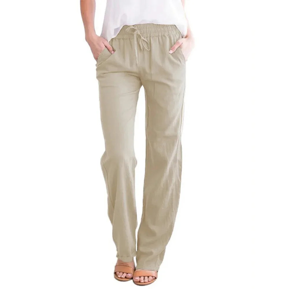 Luxe Linen Blend Drawstring Pants for Women ATHLEXES